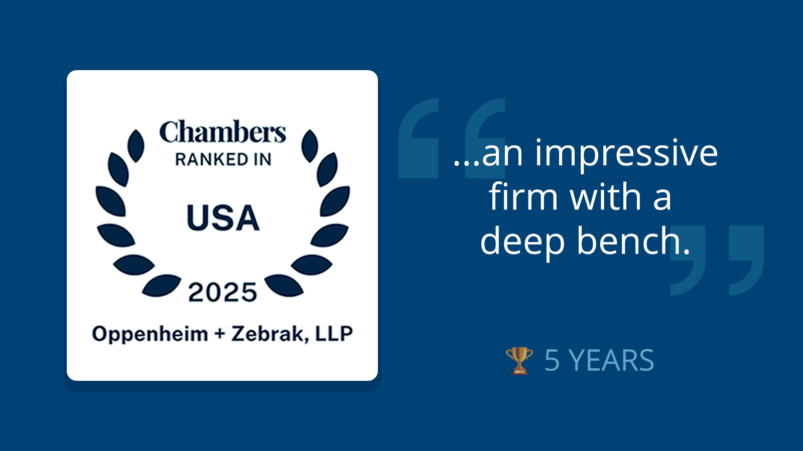 O+Z Recognized by Chambers USA and Managing IP as Leaders in Intellectual Property and Copyright Law